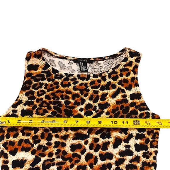 VNT Forever 21 Leopard Cropped Tank Top Sz M Animal Print Cheetah Safari Jungle - Picture 3 of 7